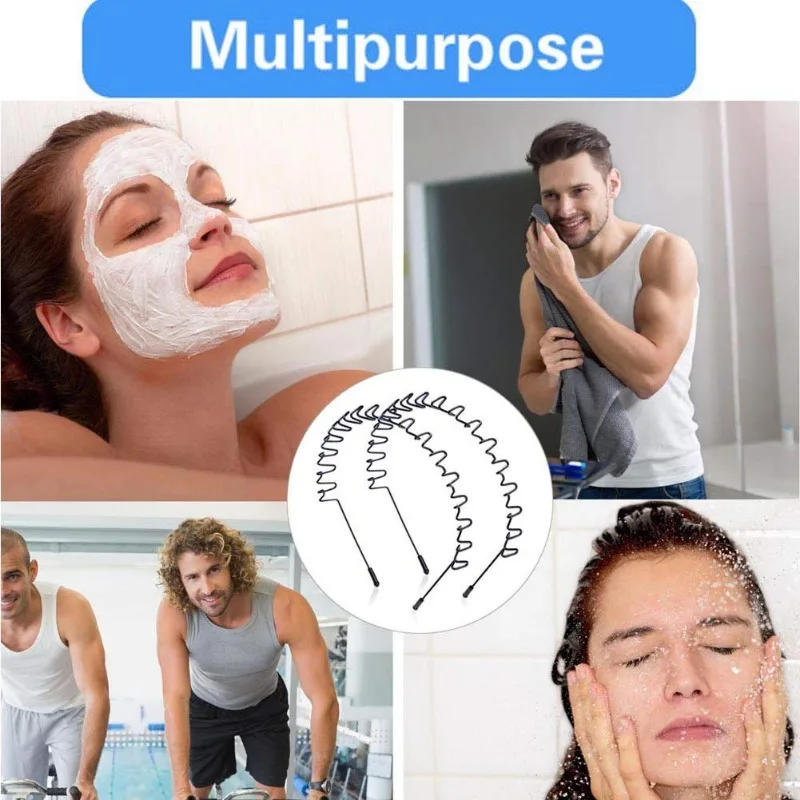 2팩 블랙 메탈 스프링 웨이브 헤어밴드, 남녀공용 미끄럼 방지 패션 스포츠 모자