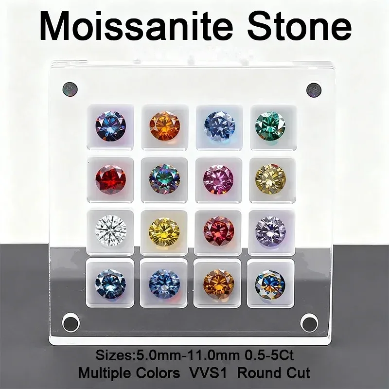 Moissanite Stone Round Shape Multiple Colors Gemstone Beads VVS1 Passed Diamond Tester for DIY Jewelry Making with Certificate