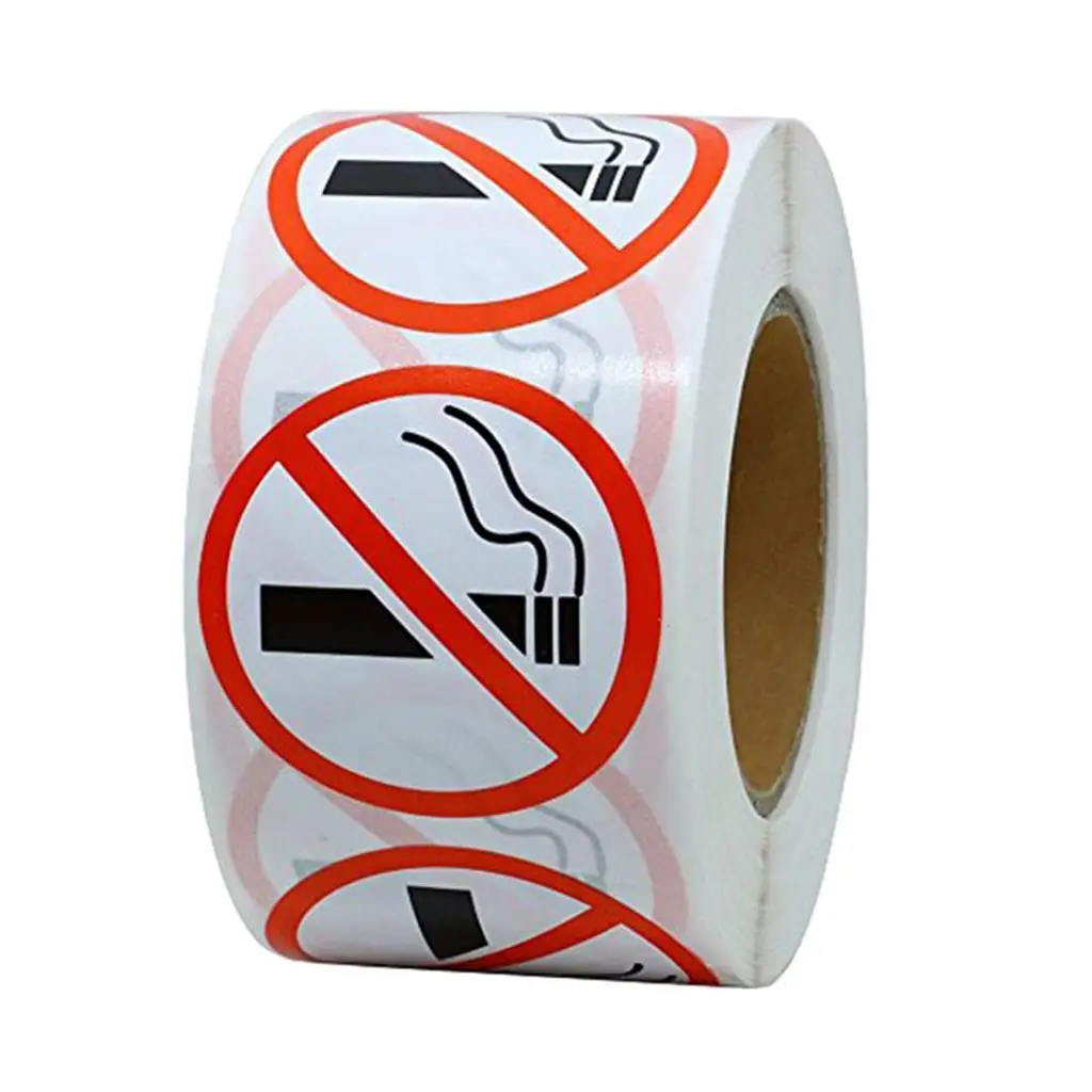 2x500 Pieces/Roll No Smoking Sticker Signs Adhesive Labels 2.5cm Diameter