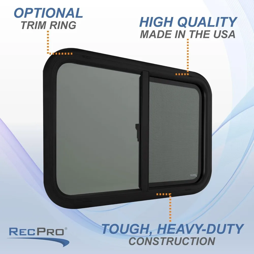 Penggantian Jendela RV Model Horizontal Teardrop Slide, 42W x 22H, Termasuk Trim 1 1/2 (1 Jendela)