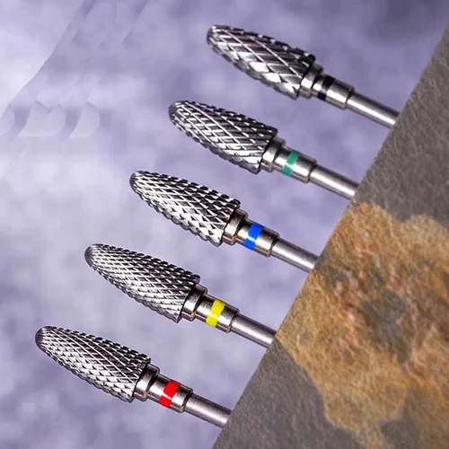 Broca de carburo de tungsteno para uñas, cortadores rotativos para manicura, accesorios de taladro para manicura, eliminación de Gel, 5 tamaños