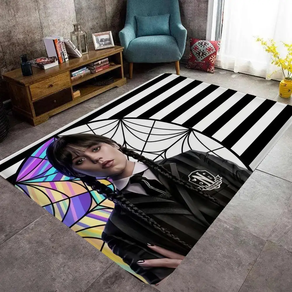 Movie W-Wednesday Addams Floor Mat Floor Carpet Room Bedroom Decoration Balcony Anti-Slip Doormat Living Room Hotel Decor Mat