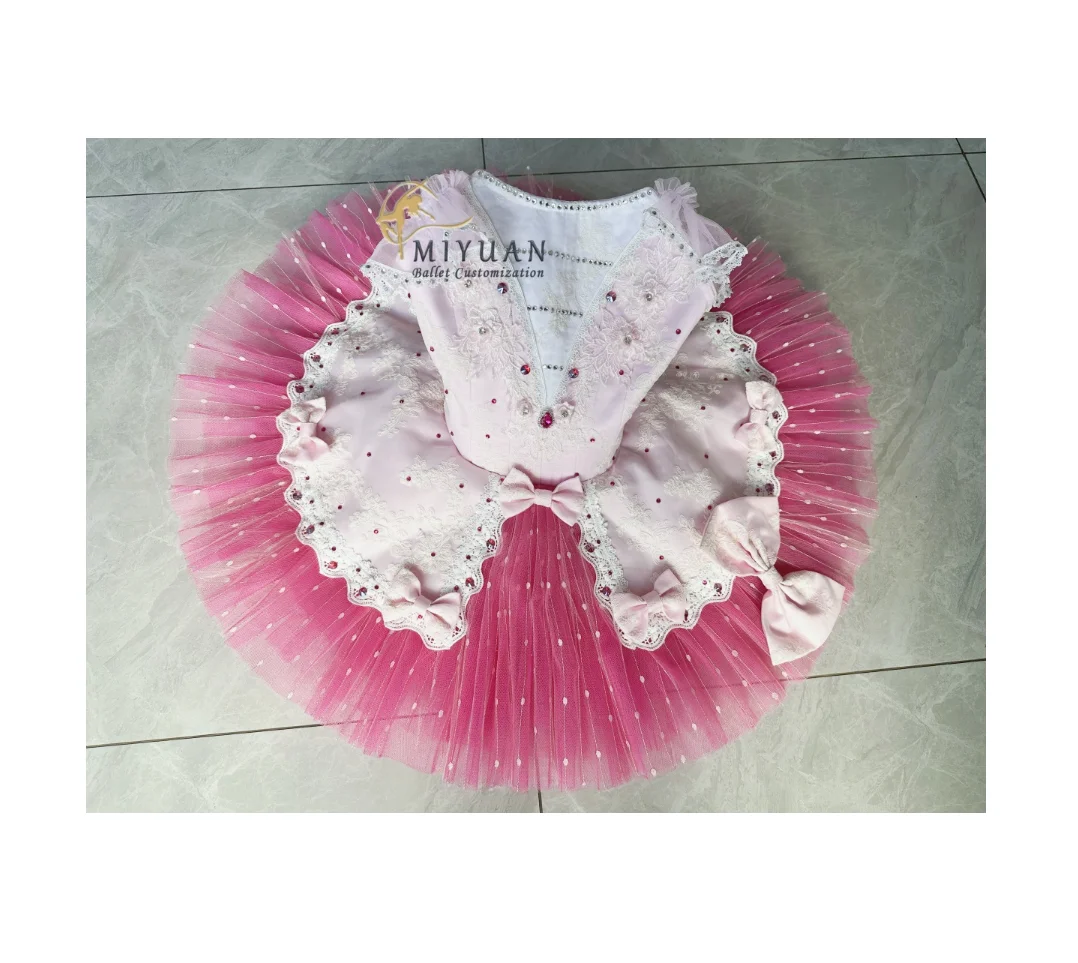 2024 New Pink ballet fairy doll TUTU Tutu dress gauze dress custom professional dance TUtu children's costume adult competition