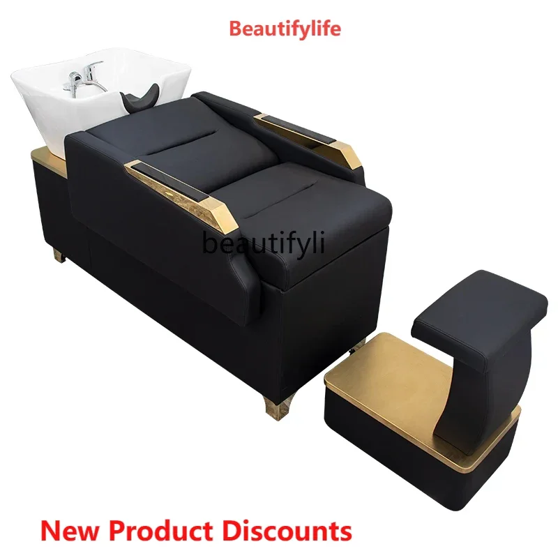 

01A LHigh-End Shampoo Chair Salon Ceramic Deep Basin Shampoo Chair Lying Half Flushing Bed chaise salon de coiffure