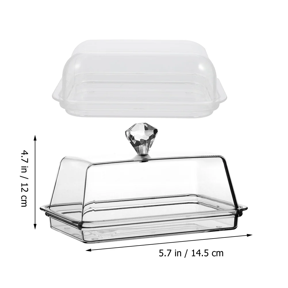 

2pcs Holder Covered Dustproof Acrylic Butter Box Heat Resistant Microwave Safe Household Butter Tray For Kitchen Restaurant Use