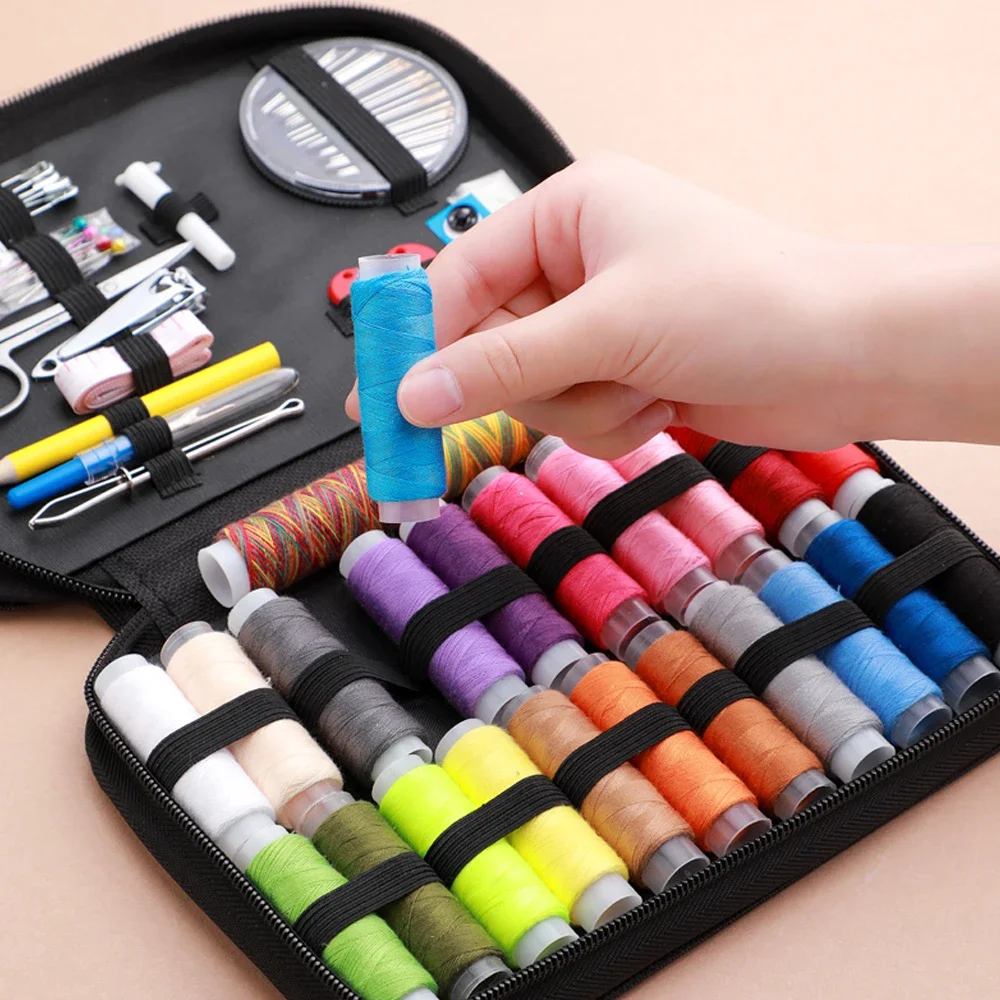 

Sewing Kit Complete Set with Threads Needles Scissors Tape Measure Buttons and More for DIY Handcraft Projects Home and Travel