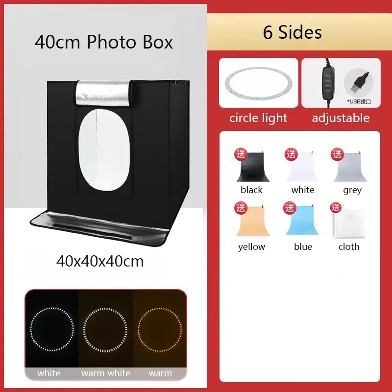 40Cm 16 Photography Shooting Tent Photo Light Emitting Diode Light Studio Soft Box Foldable Soft Box