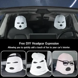 Universal Car Seat Headrest Cover Fun Car Headrest Cover 3 Holes Full Set Halloween Christmas Seat Headrest Decorations