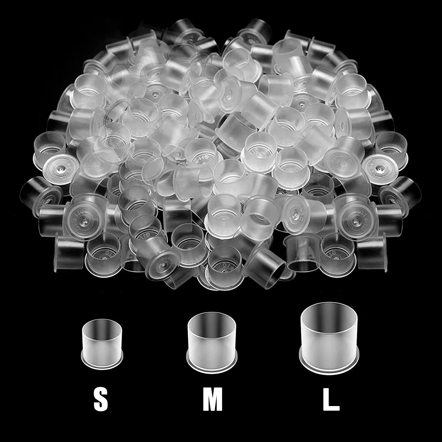 1000/100pcs Tattoo Ink Cups Caps Permanent Makeup Plastic Pigment Clear Self Standing Ink Container Caps Tattoo Accessories
