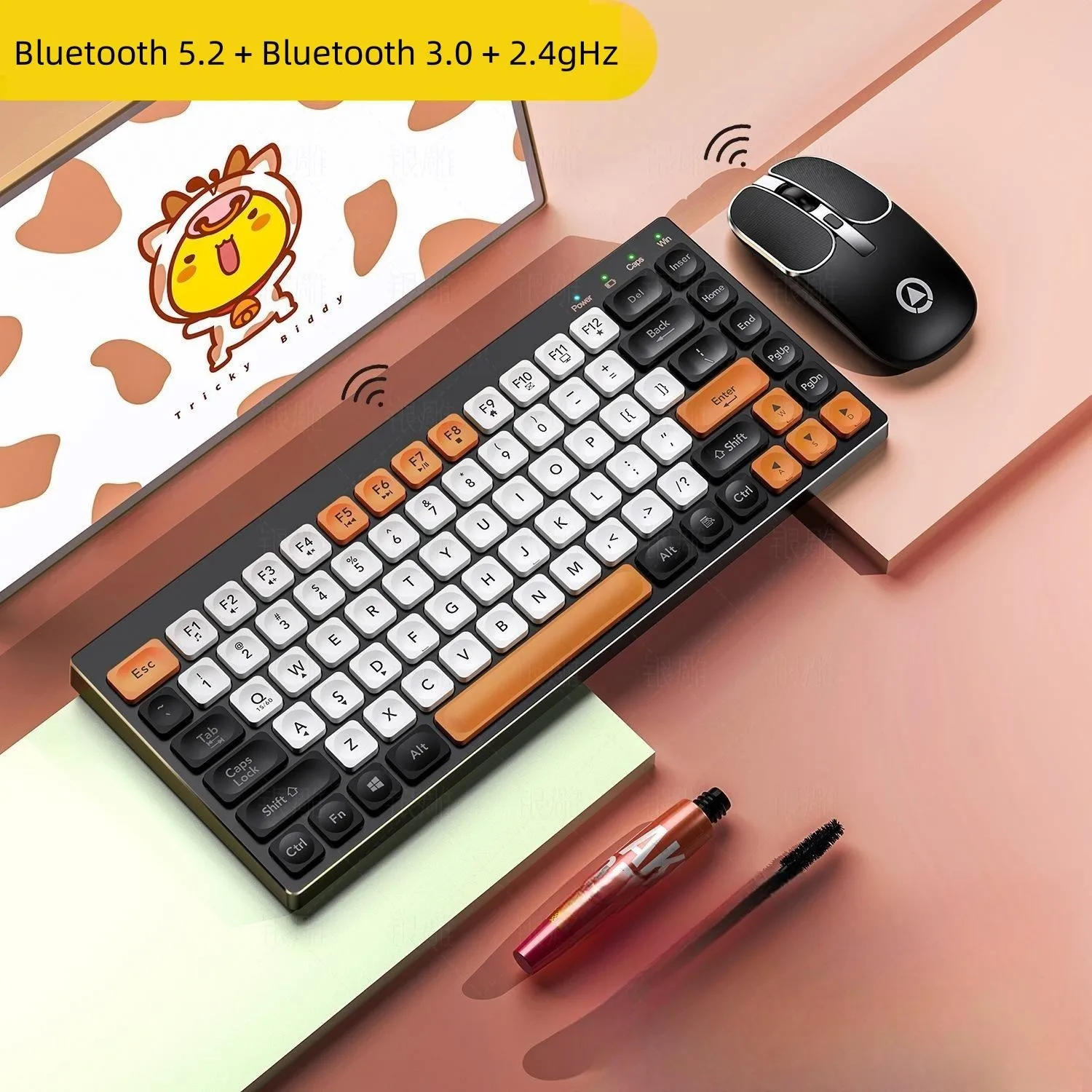 

Three Mode Keyboard and Mouse Set Rechargeable Bluetooth Wireless Computer Mute Keyboard and Mouse Kit For Gamer Office Laptop