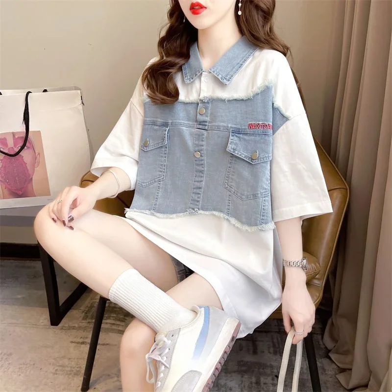 Women's Polo Shirts Graphic Female Tee Button Short Sleeve T-shirt Cheap Clothes Original Pulovers Aesthetic Polyester T-shirts