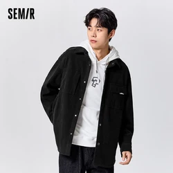 Semir Long Sleeve Shirt Men Winter Retro Textured Corduroy Coat Versatile Commute Loose Workwear Style Shirt