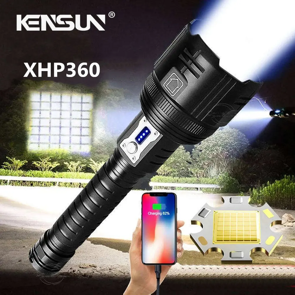 

High Power Super XHP360 Most Powerful Rechargeable Led Flashlight Torch Light Tactical Flashlights 26650 Usb Camping Lamp