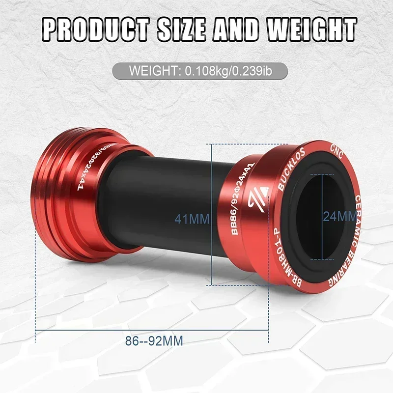 BUCKLOS BB86 92 วงเล็บด้านล่าง Mtb จักรยาน Pressfit ด้าย BB 24 มม.จักรยาน BB ปิดผนึกแบริ่งเซรามิคจักรยานวงเล็บด้านล่าง