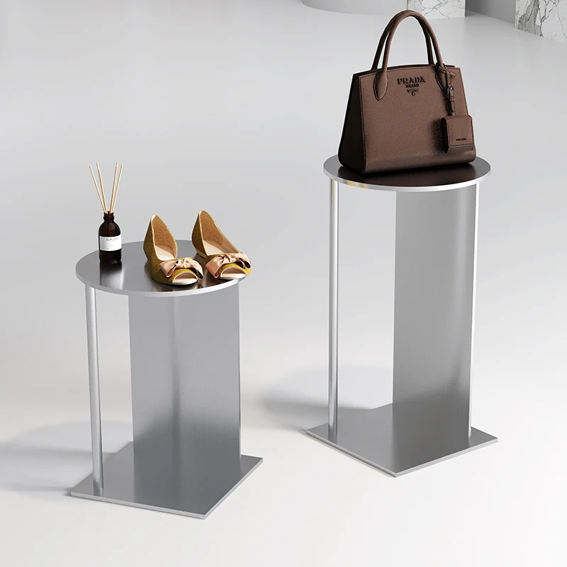 معرض الفولاذ المقاوم للصدأ عرض الجدول تدفق الجدول بوتيك عرض الرف متجر الأحذية نافذة زخرفة متجر الملابس عرض الجدول