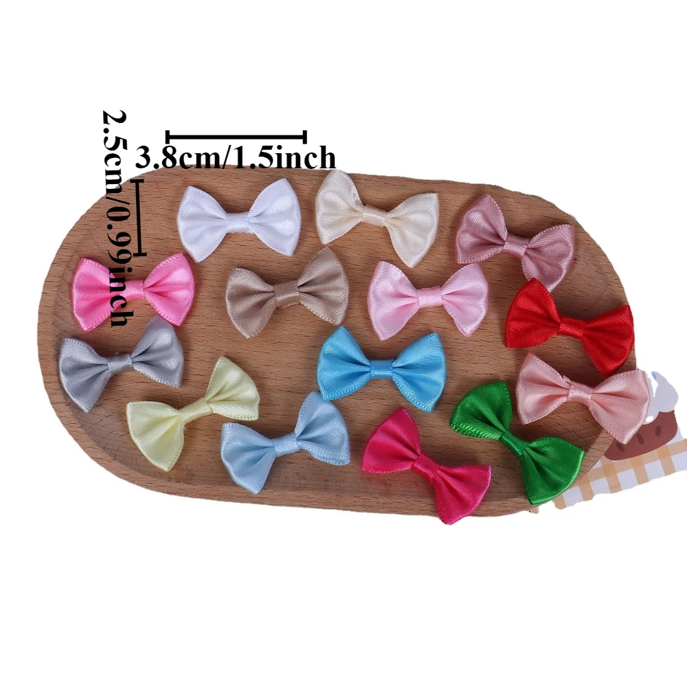 100pcs Assorted Mini Satin Ribbon Bows, Polyester Bow Ties for Crafts & Sewing Projects Fashion DIY Apparel Accessories