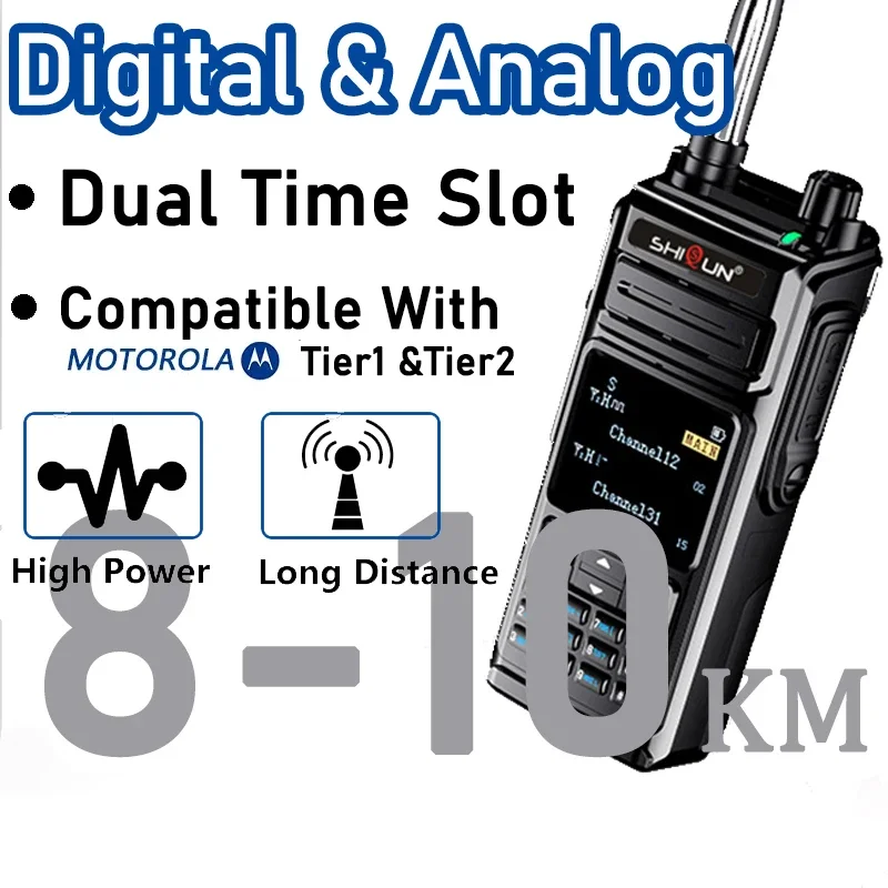 Long Distance Digital Walkie-Talkie Dmr Two Way Radio Intercom Waterproof and Rugged Walkie Talkie 10 Watt 400-480MHZ 3200MAH