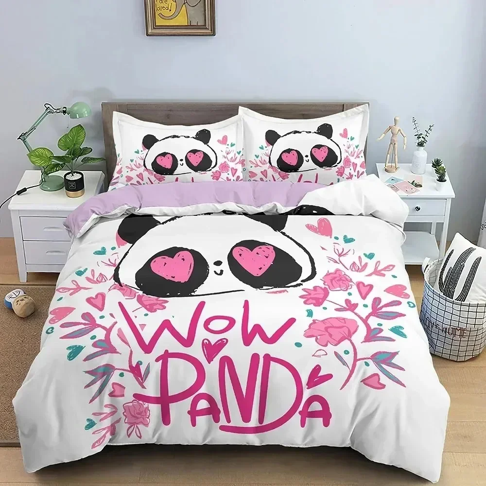 

3D Print Cartoon Lovely Panda Cute Comfortable Duvet Quilt Cover Pillowcase Bedding Set Children Bedroom Decoration Home Textile