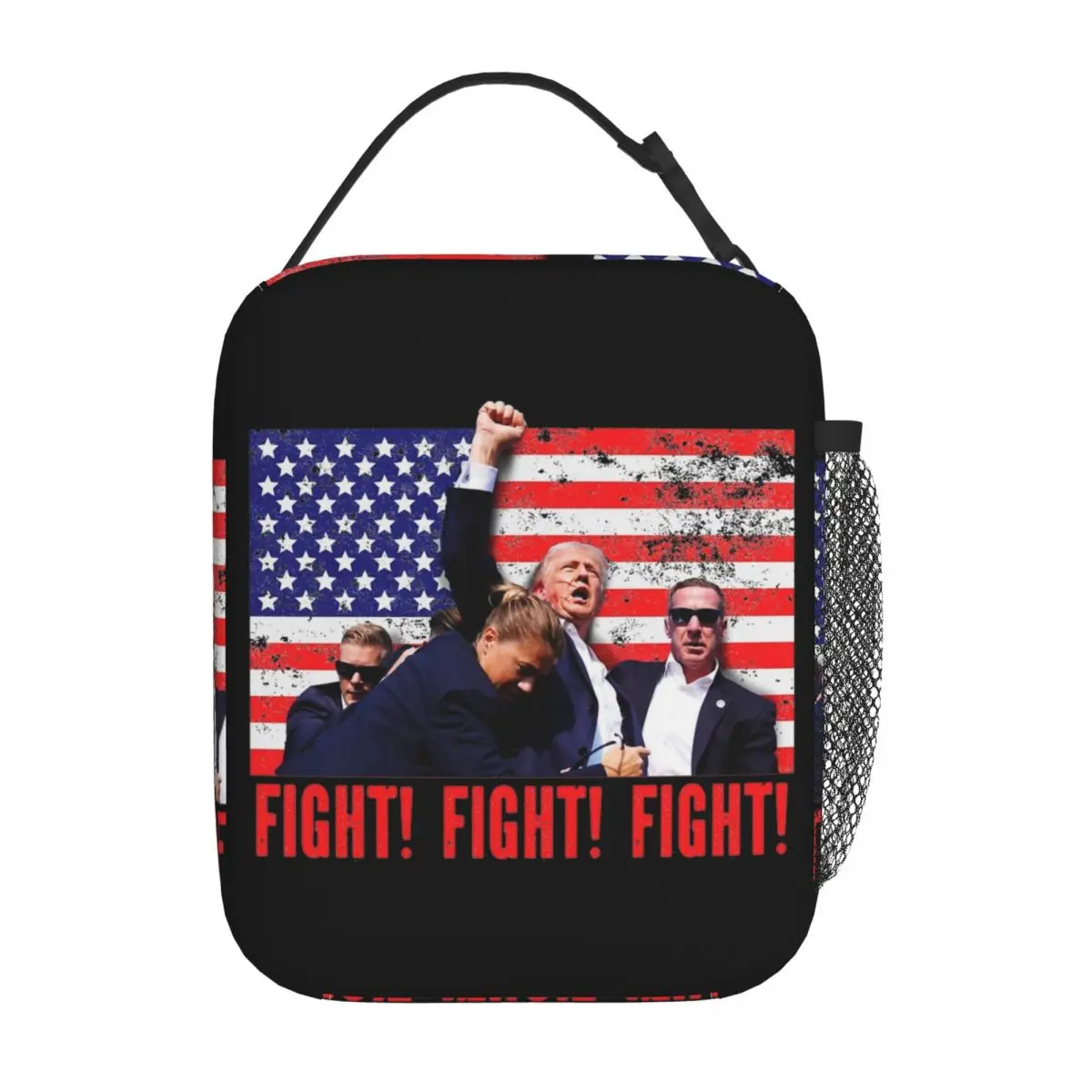 Assassination Trump Shot Fight Insulated Lunch Tote Bag For Work 2024 Trump President Food Box Thermal Cooler Lunch Boxes