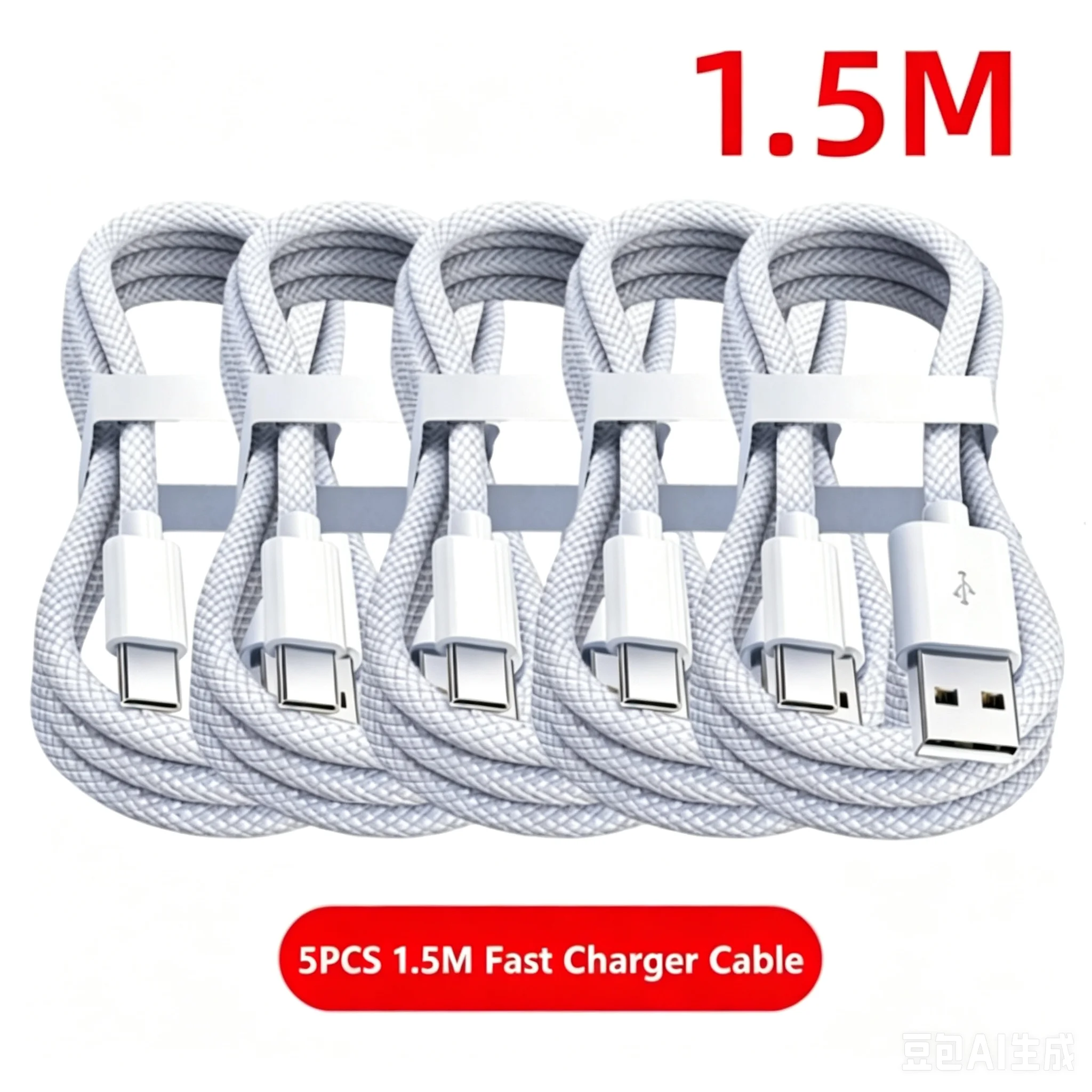 5 Stück USB-A-Kabel zu USB-C 240W Schnellladekabel unterstützt Schnellladung für iPhone 17 16 15 Samsung Huawei Xiaomi 2026 – Detail 8