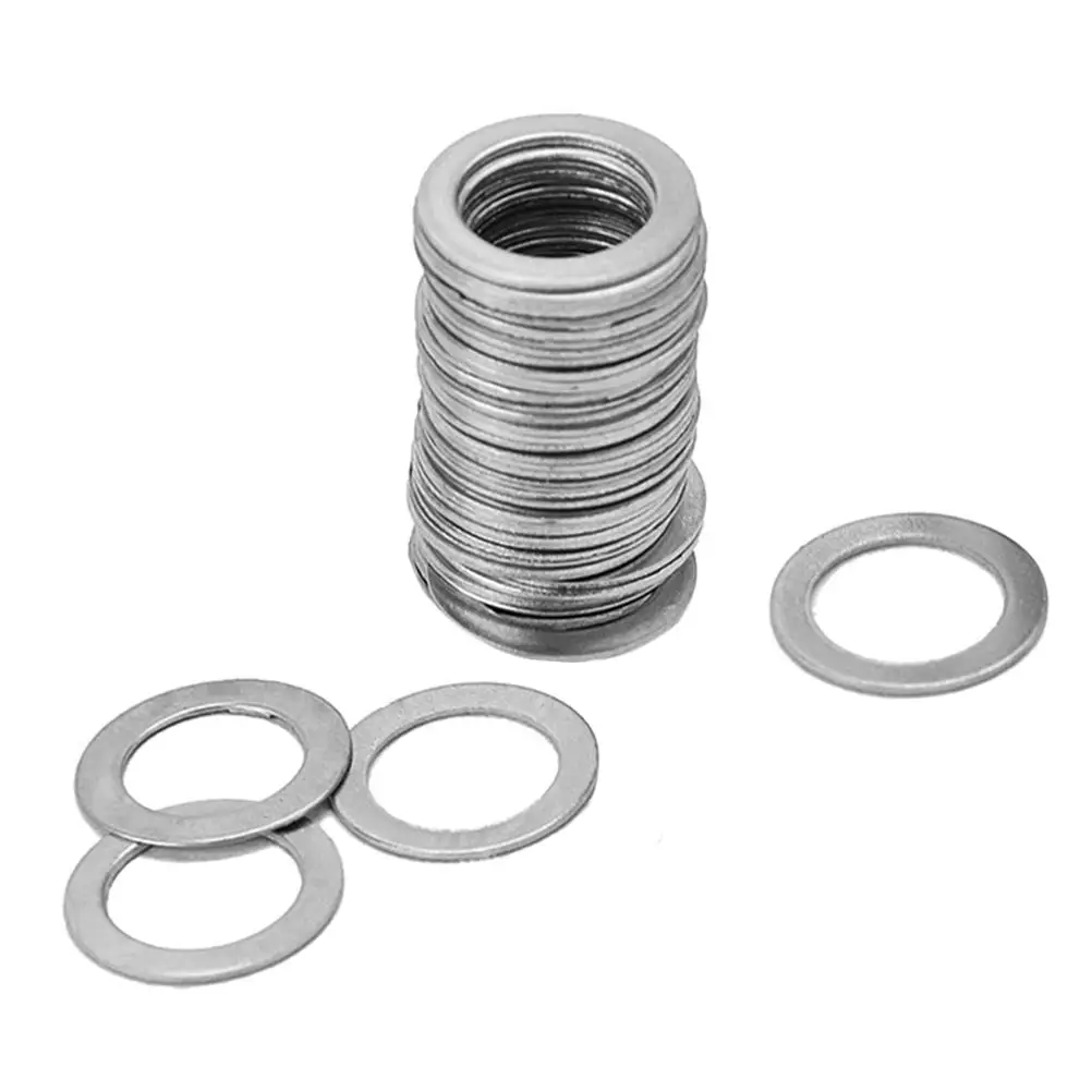 

50 Pcs Round Gasket Silver 9mm Guitar Instrument Washers Flat Nuts Set Electric Bass Hardware Metal Accessories