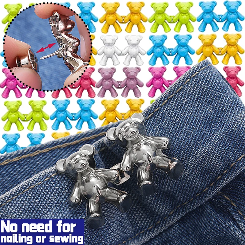 Jeans Waist Buckle Removable Little Bear Waist Clip Tightening Clothing Metal Snap Fastener Sturdy Pants Waist Tighten Button