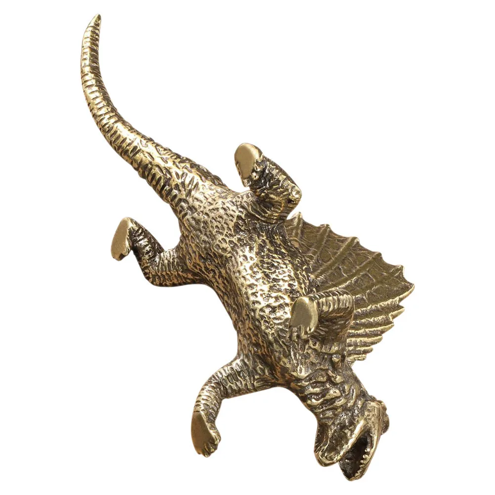 

Micro Landscape Heterodontosaurus Statue Brass Dinosaur Vintage Desktop Decor For Home Office Hotel Restaurant