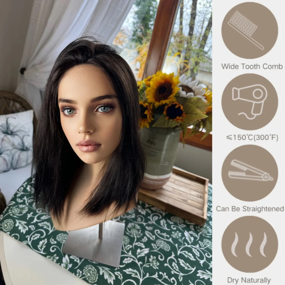 

Натуральный черный парик, женский короткий прямой синтетический парик спереди, высокая плотность 13*4, прозрачный парик с кружевным верхом, повседневное использование для косплея