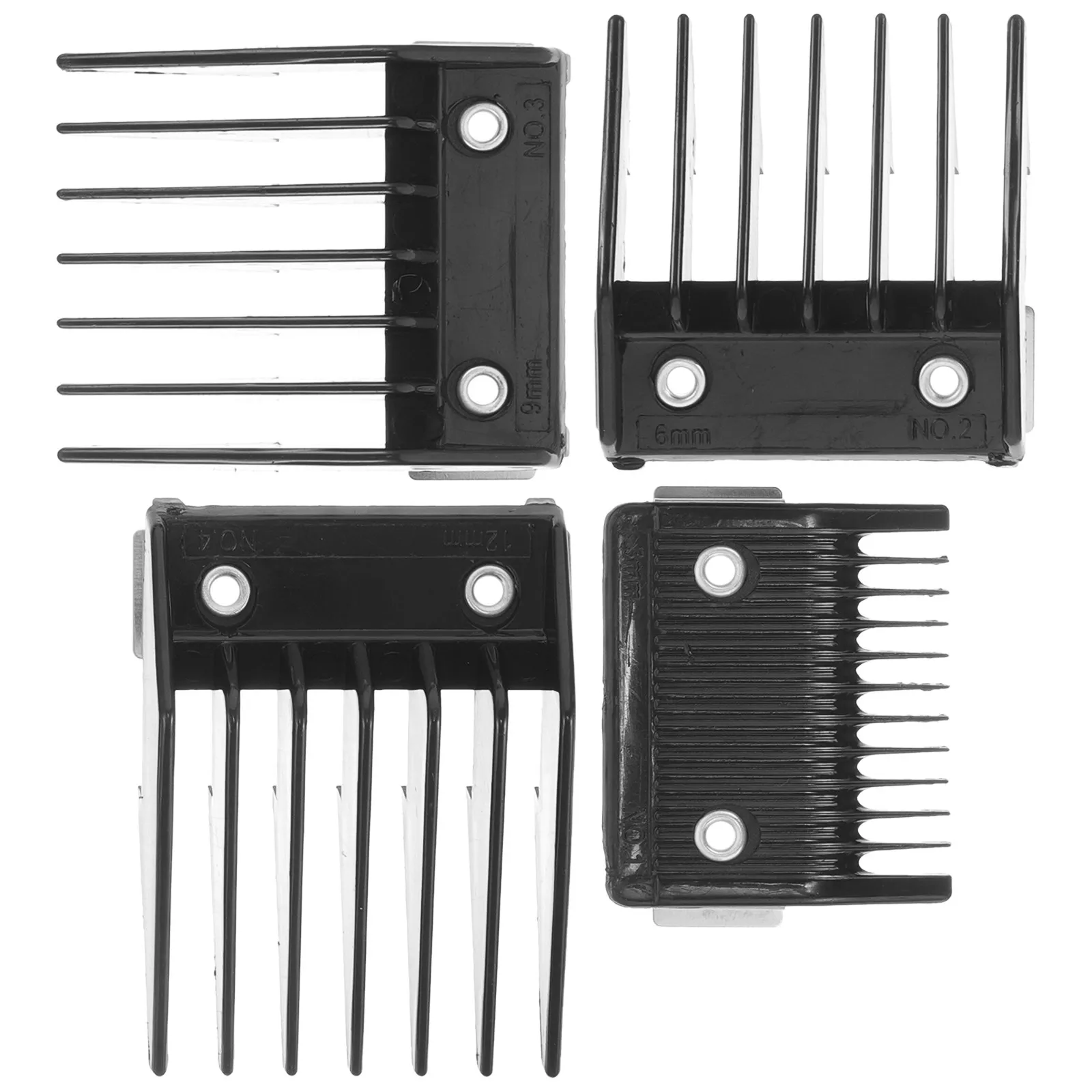 4Pcs Clipper Guards Set Professional Hair Guides Adjustable Buckle Limit Plastic Combs Stainless Steel Hair Cutting Replacement