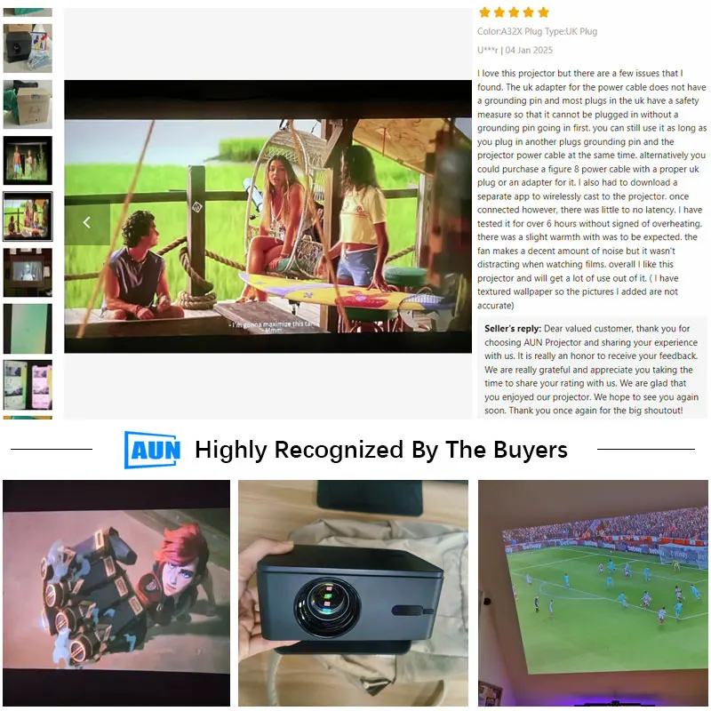 AUN A32 Pro أندرويد 13 العارض المحمولة السينما المسرح المنزلي جهاز عرض LED صغير ثلاثية الأبعاد واي فاي للهاتف الكمبيوتر 4K فيديو 1080P فيلم