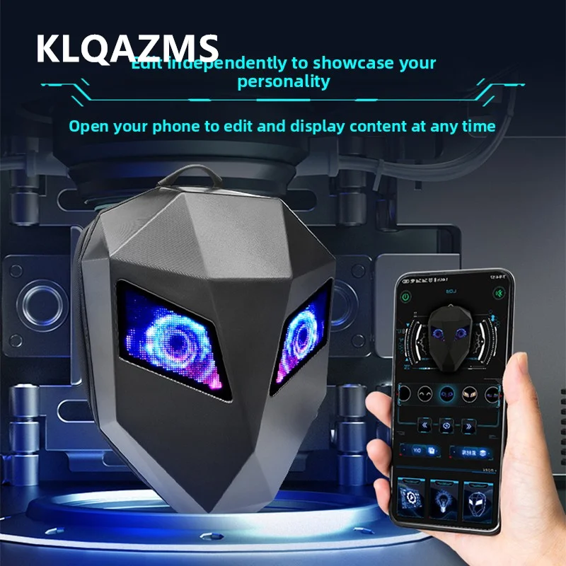 

KLQDZMS Laptop Backpack Men's Motorcycle Riding Shoulder Bag ABS + PC Helmet Schoolbag LED Light-emitting Waterproof Backpack