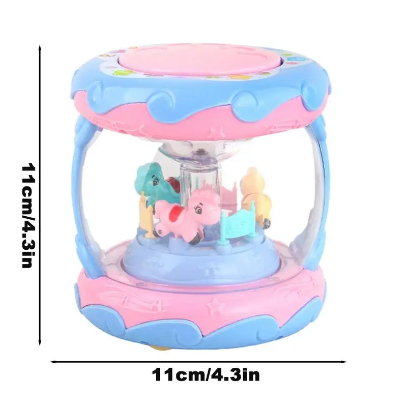 Kids Hand Drum Cute Merry-Go-Round Hand Clapping Drum 3D Colorful Lighting Interactive Kids Music Toy For Early Education Learn