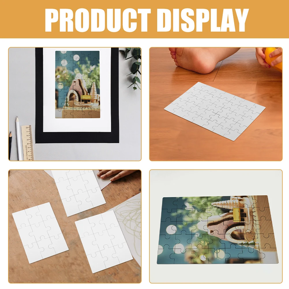 4 Drewniane Puste Puzzle do Samodzielnego Wykonania, Sublimacja, Transfer, Rękodzieło, Termotransfer, Elementy Puzzle, Personalizowane Zdjęcie, Rodzinna Gra