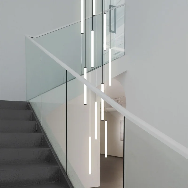 Imagem -04 - Led Stair Chandelier para Apartamento Lâmpada Pingente Edifício Duplex Lâmpada Longa Corda Villa Giratória Duplex Designer