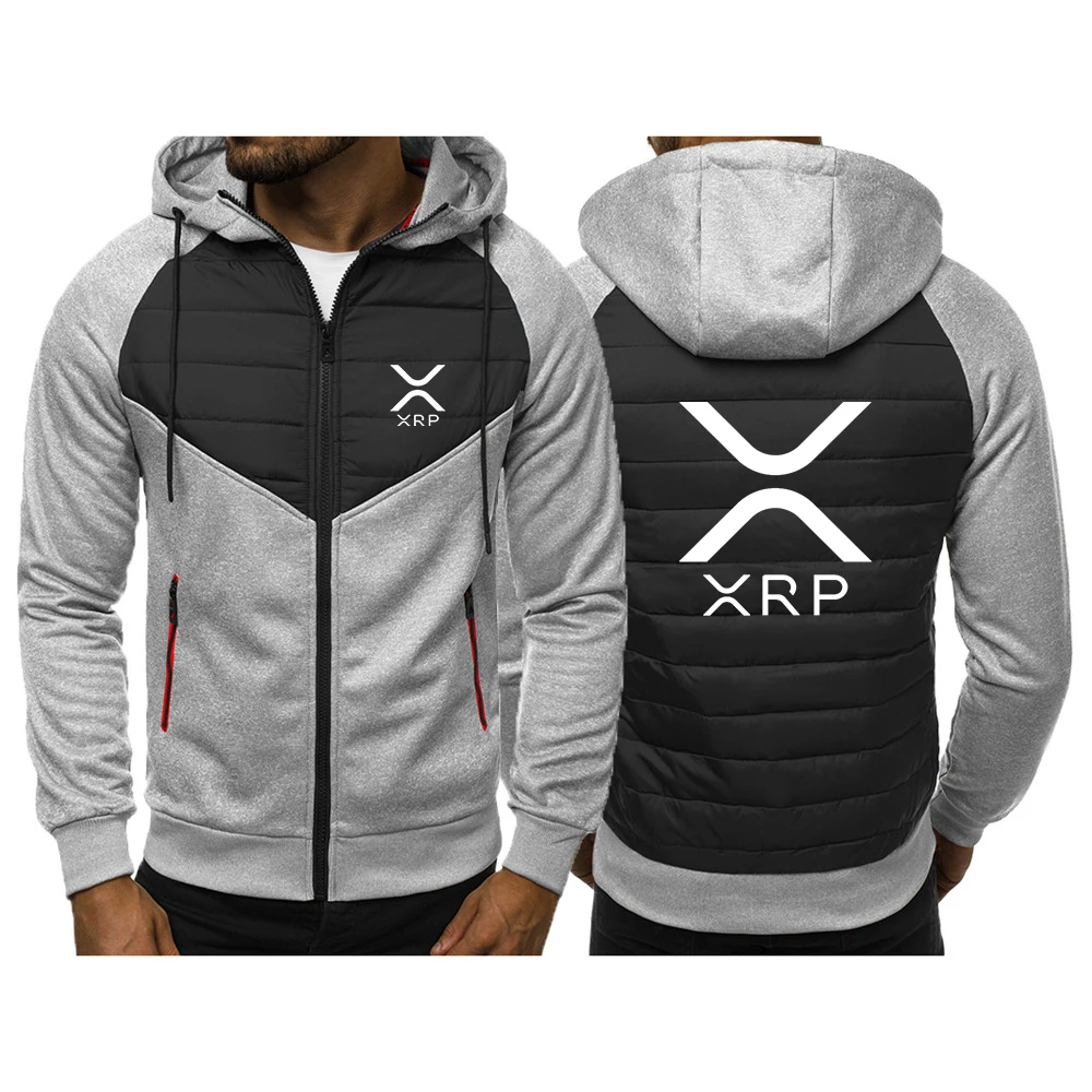 2025 Cryptocurrency Ripple XRP New Men Spring Autumn Leisure Fashion Jacket Stitching Slim Sweatshirts Cotton Comfortable Tops