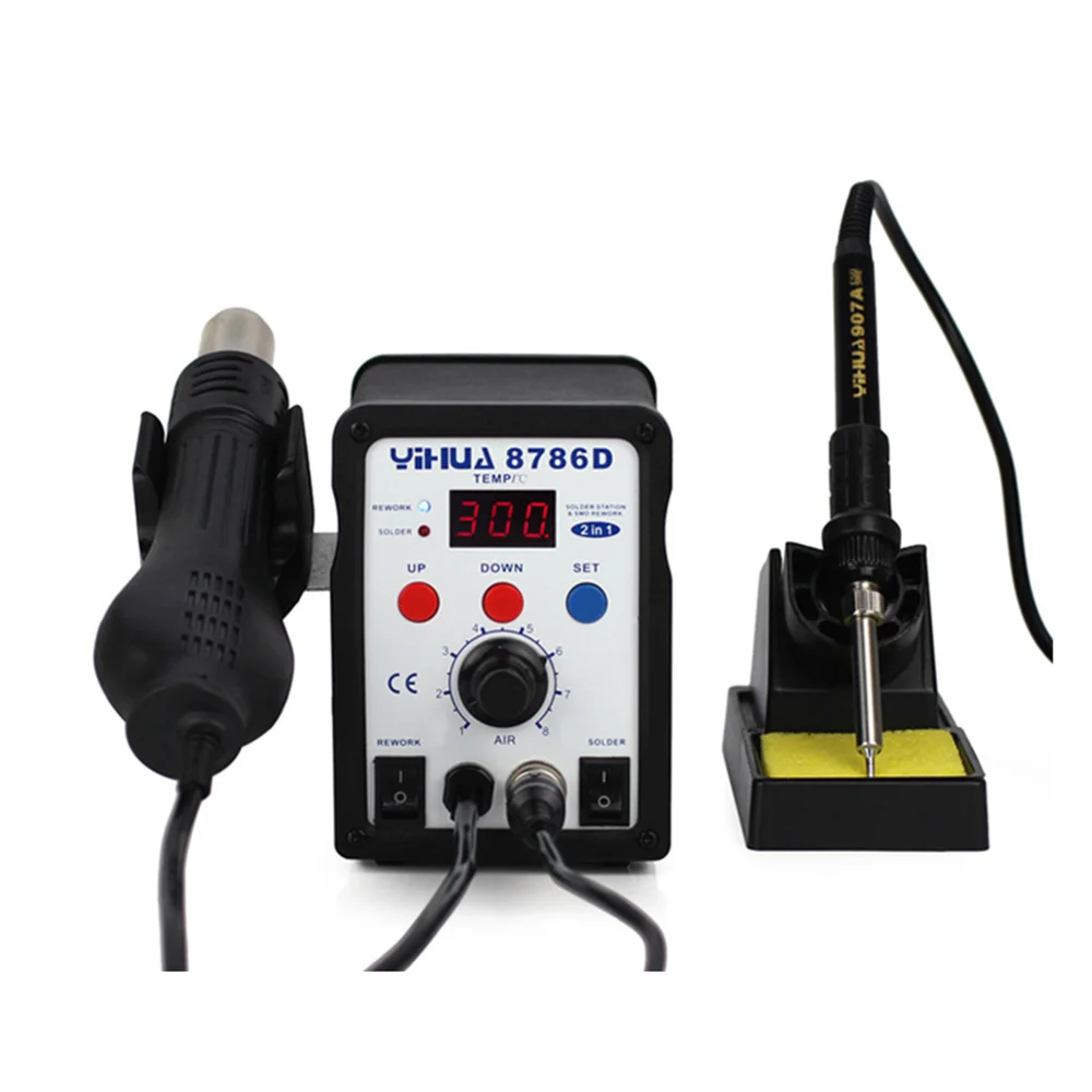 LED Rework Station Hot-air Desoldering Station 2-in-1 Digital Display YIHUA 8786D Soldering Station Blower Heat Gun 700W