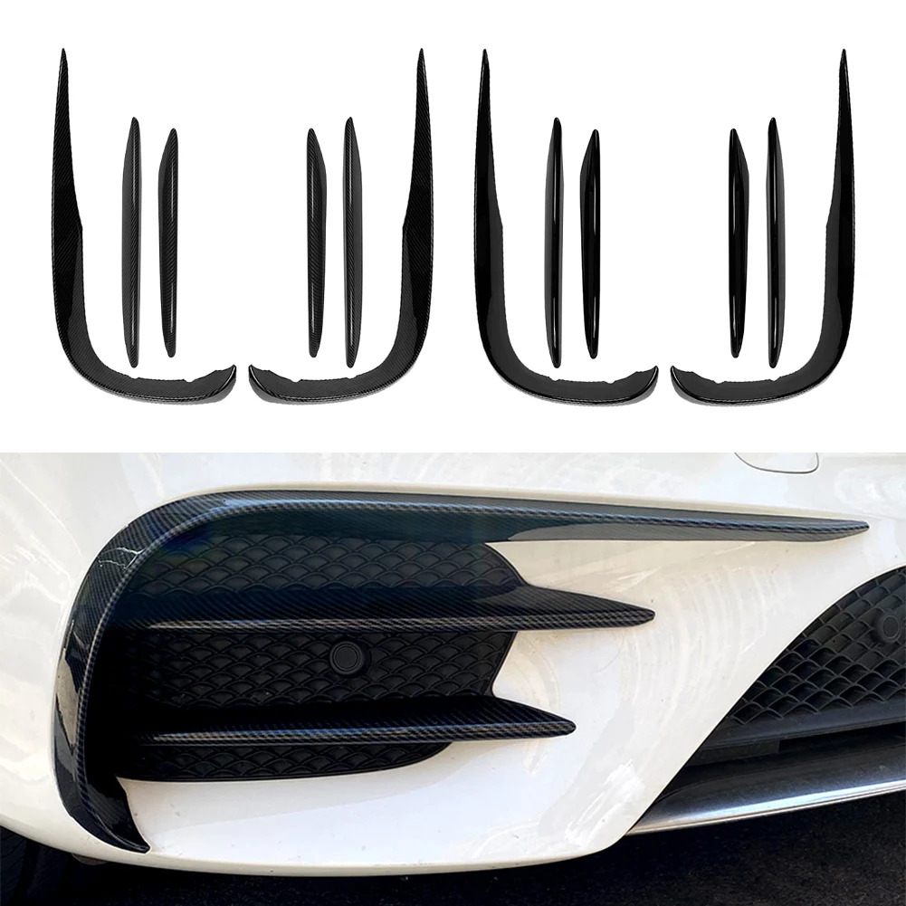 

6pcs Car Front Bumper Lip Splitter Spoiler Fog Light Cover Decorative Trim For Benz AMG E-Class W213 E200 E300 E260 2016-2020