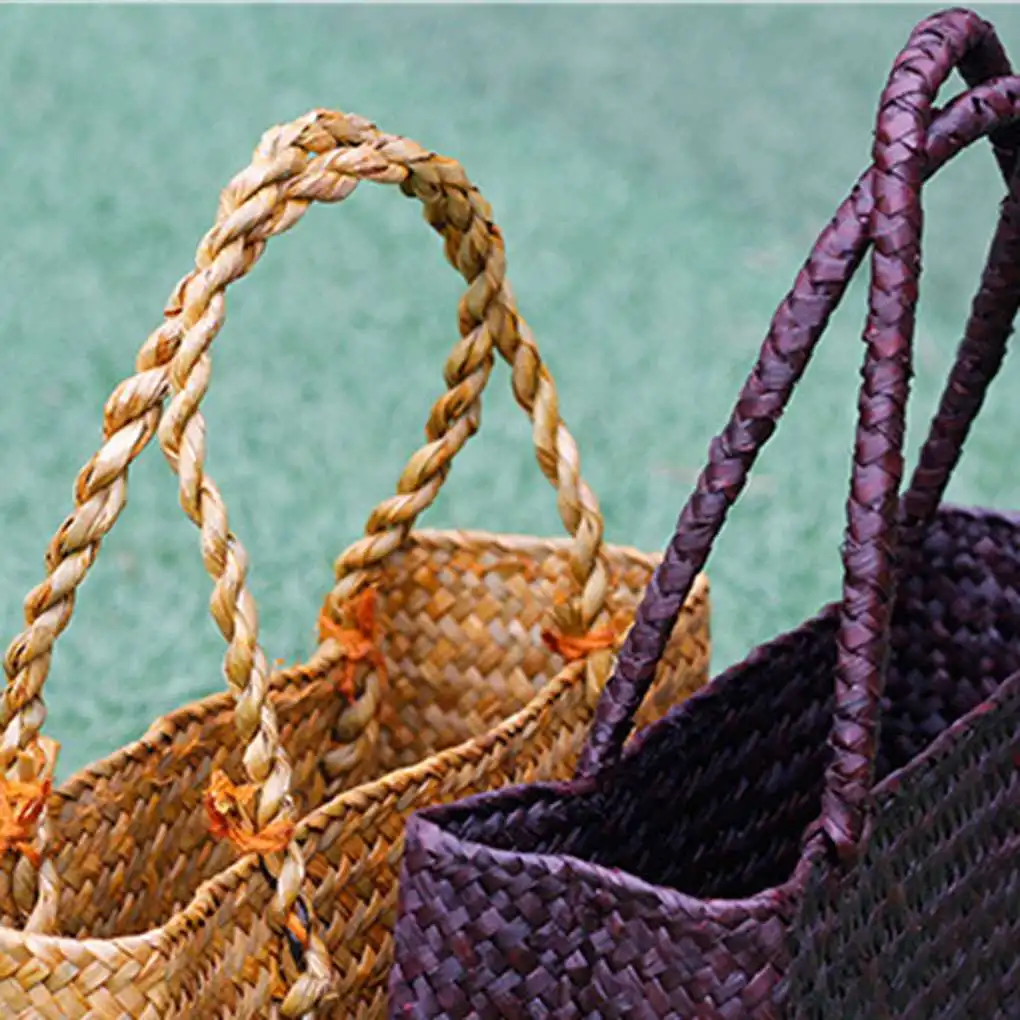 Rattan Handbag Weave Bag Casual Straw Braided Large Storage Basket Fashion Three-dimensional Women Tote