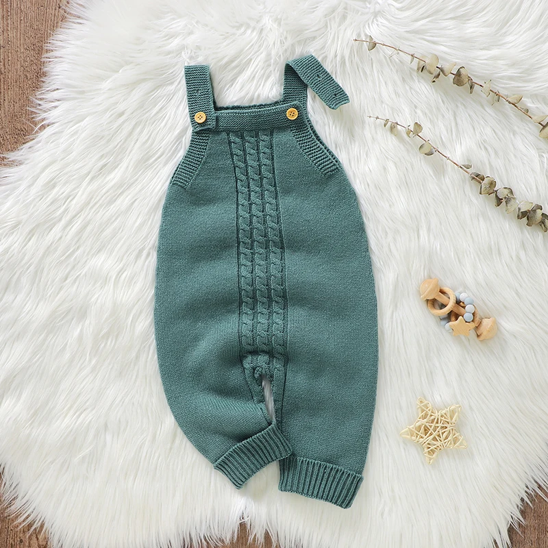 Baby Romper Solid Knitted Infant Girls Newborn Boys Jumpsuit Sleeveless Summer Toddler Kid Sling Clothes 0-18M Overalls Playsuit