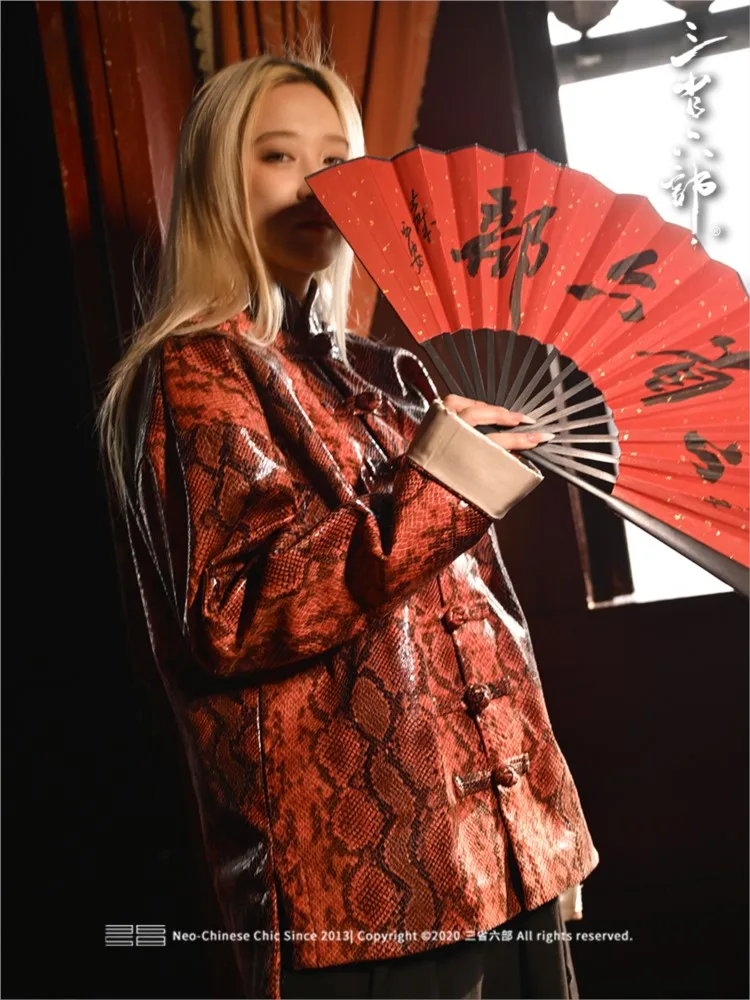 New Year's red patterned coat for men