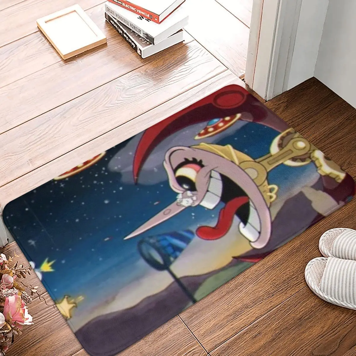 Moonlight Anti-Slip Doormat Living Room MatCuphead Ms Chalice Game Balcony Carpet Entrance Door Rug Home Decorative