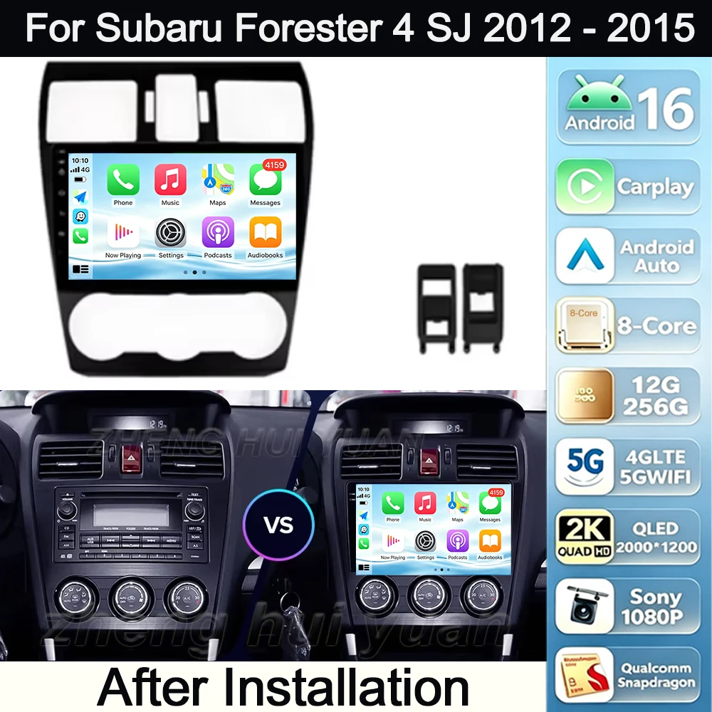 For Subaru Forester 4 SJ 2012 - 2015 Android 16 Car Radio Multimedia Player Android Auto Carplay Head Unit Navigation GPS