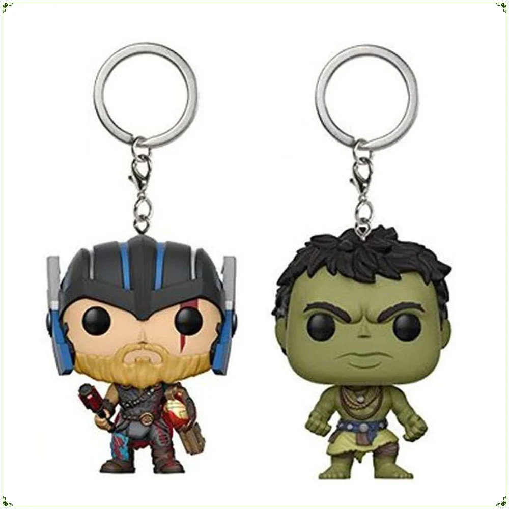 

FUNKO Pocket Keychain Marvel Movie Merchandise Thunder God 3 Q-version Thunder God Hulk Character Figurine Key Ring Pendant Gift