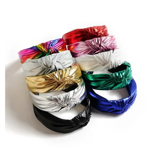 Imagen 2 del producto Nueva banda para el cabello de cuero Pu estilo europeo y americano, diadema superior craneal alta, diadema para lavado de cara, accesorios para el cabello para mujer