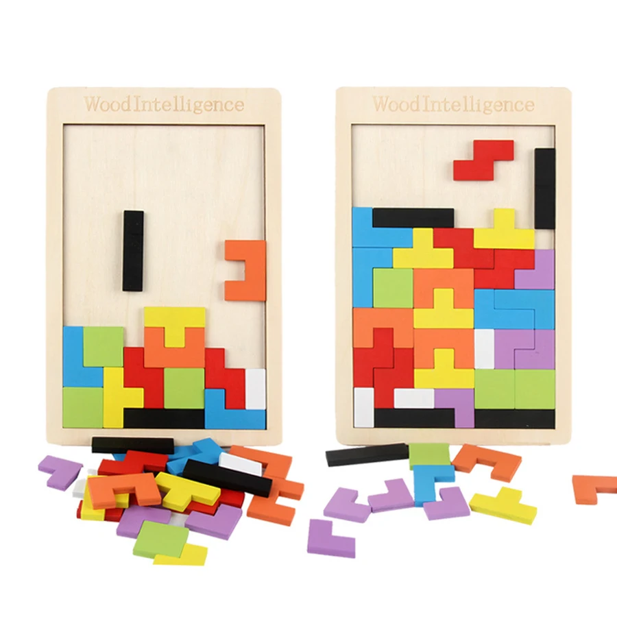 Wooden Tetris Variety Block Intellectual Building Wooden Jigsaw Puzzle Game Puzzle Puzzle Toy