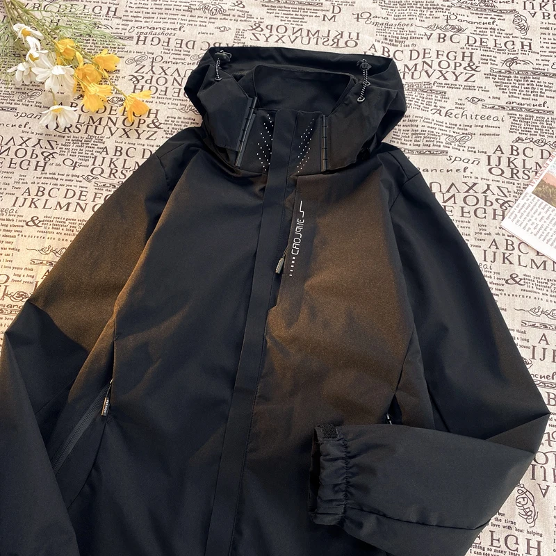 2024 Frühling und Herbst Jacken Freizeit Outdoor Wandern Angeln wind dicht und wasserdicht abnehmbare Hut Mantel Paar Wind jacke