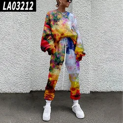 Tracksuit Long Sleeve Floral Print Pullover Women Casual Sports Set Sweatshirts Jogging Sweatpant