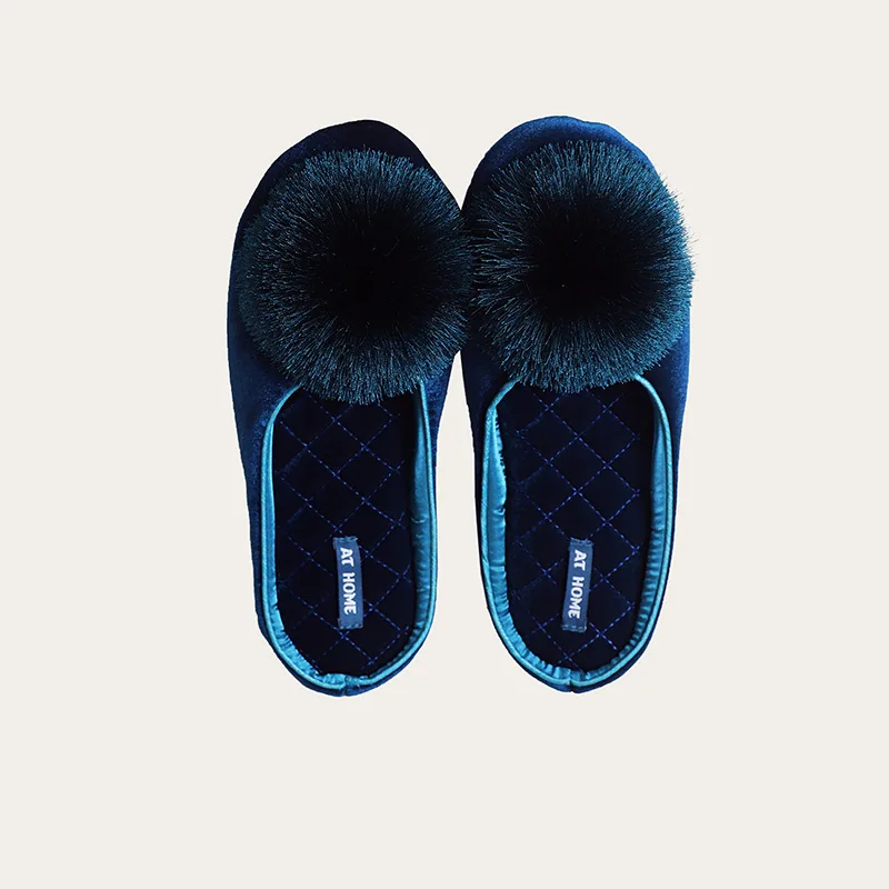 Pantuflas de casa para mujer, ideales para primavera y otoño, cálidas, con un diseño adorable y pompones, hechas de algodón, tipo sandalia, con suela antideslizante y suave, perfectas para usar en interiores y exteriores durante todo el año.