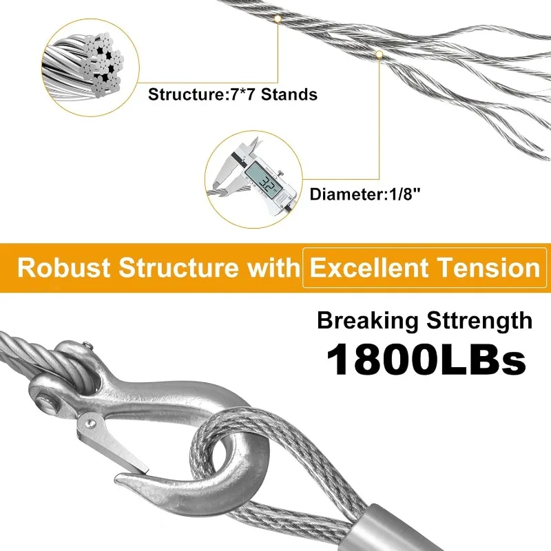 600FT 1/8 Inch Stainless Steel Cable for Deck Cable Railing System, T316 Marine Grade Wire Rope Aviation Cable