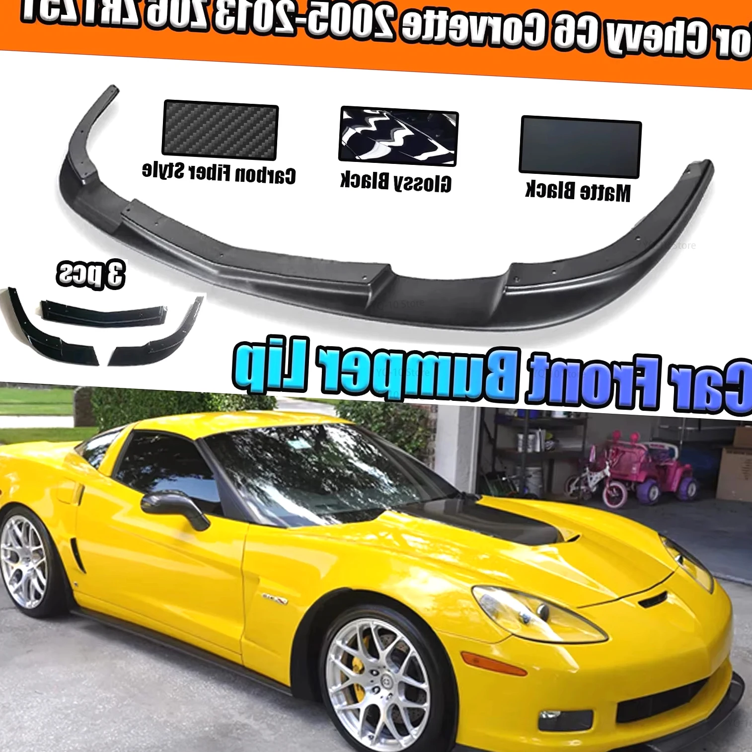 Для 2005-2013 Chevy C6 Corvette Z06 ZR1 широкие модели кузова передний бампер спойлер сплиттер автомобильные детали